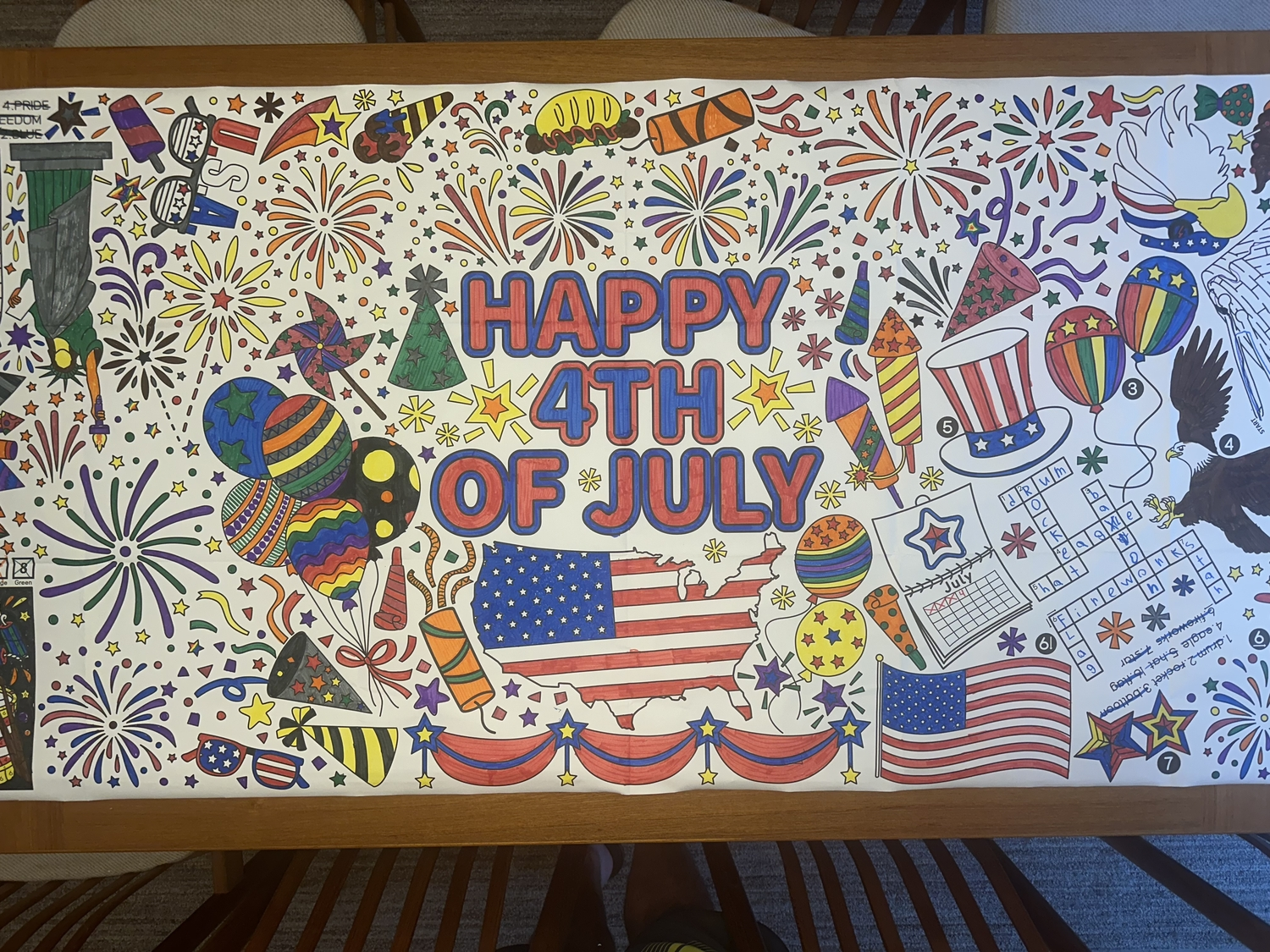 4th of July table cloth that we all contributed to